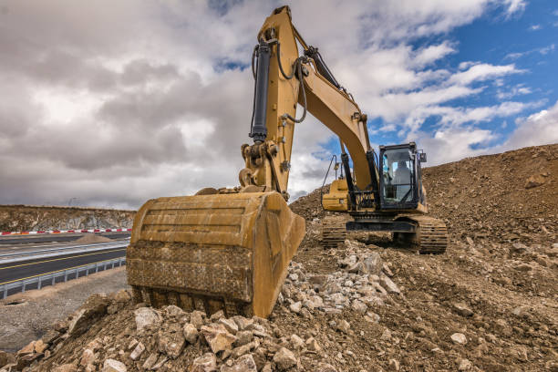 istock Construction of road with excavators 1085220576