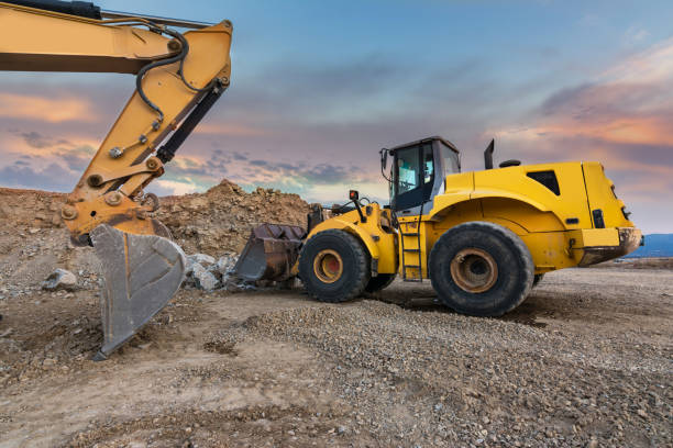 istock Construction of road with excavators 1085220608