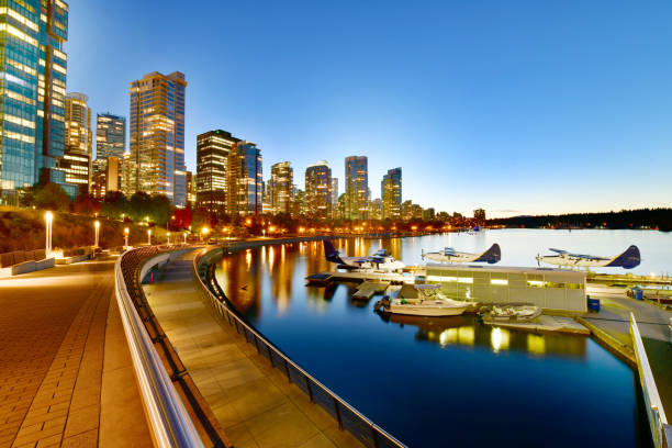 istock Vancouver skyline with harbor at sunset in Vancouver,Canada 1085225546
