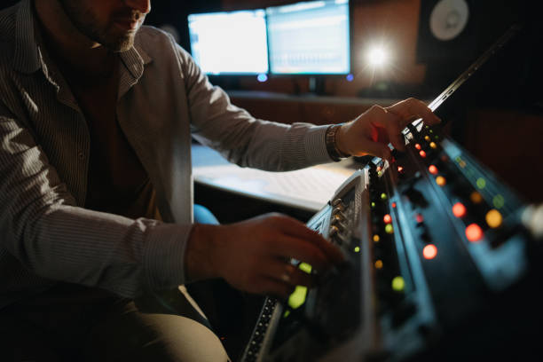 Music producer working in recording studio