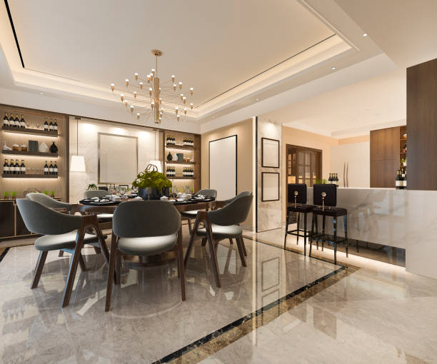 istock 3d rendering luxury wood kitchen with decoration 1085228226