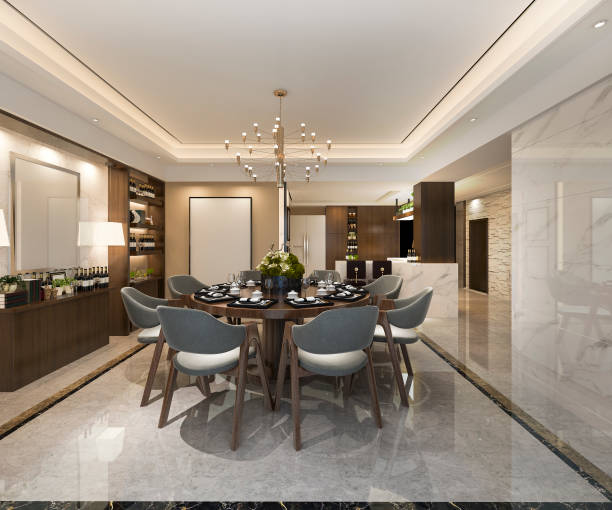 istock 3d rendering luxury wood kitchen with decoration 1085228230