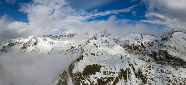 istock Aerial landscape with snow mountains 1085232708