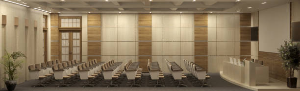 istock conference room, meeting room, interior visualization, 3D illustration 1085238716