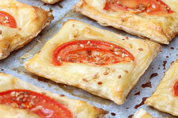 Puff pastry with cheese and tomatoes