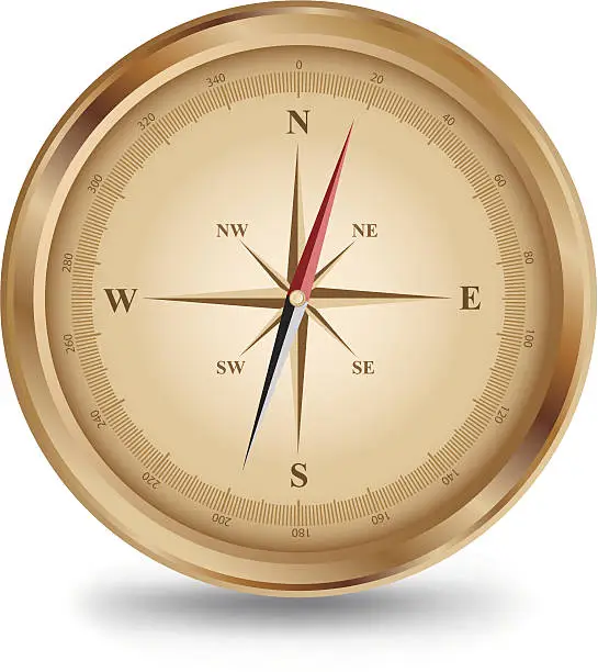 Vector illustration of golden compass