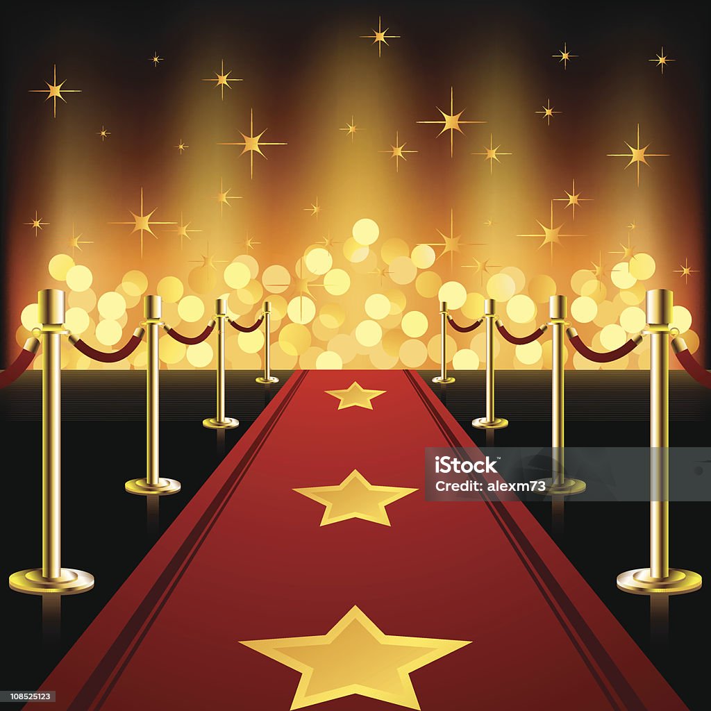 Alfombra roja con estrellas - arte vectorial de Alfombra roja libre de derechos