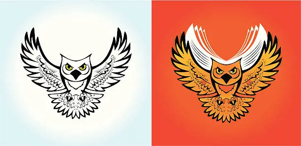 Vector illustration of Flying Owl