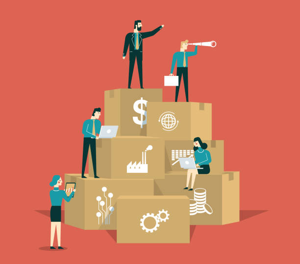 Business strategy - Business people Financial investment, analytics with growth report tariff stock illustrations