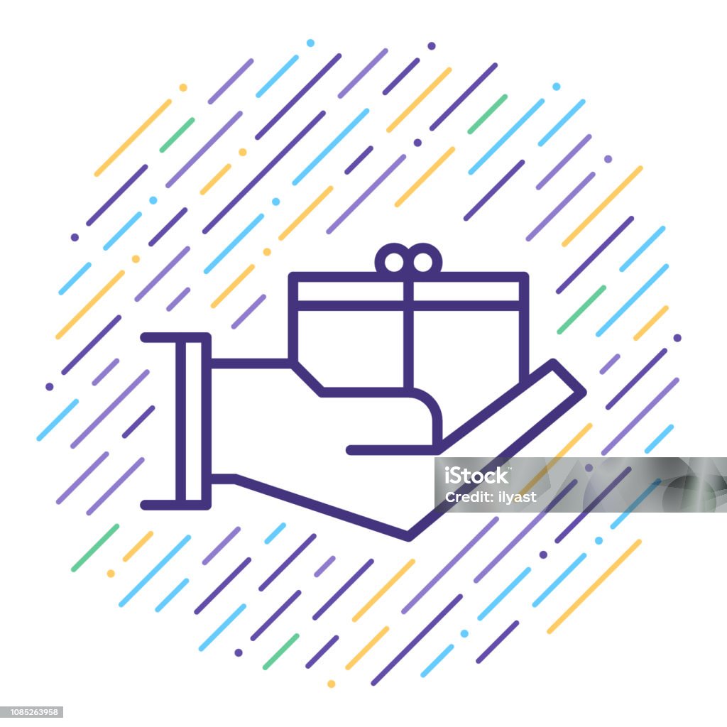 Unique Gift Ideas Line Icon Illustration Line vector icon illustration of unique gift ideas with abstract lines background. Gift stock vector