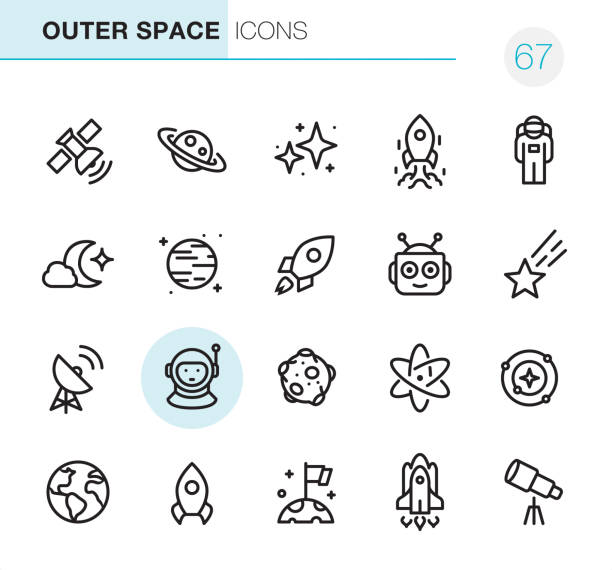 kuvapankkikuvitukset aiheesta ulkoavaruuteen - pixel perfect -kuvakkeet - astronaut icons