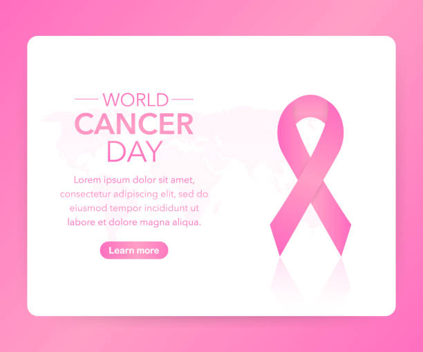 illustrazioni stock, clip art, cartoni animati e icone di tendenza di 4 febbraio world cancer awareness month campaign background con carta magenta simbolo del nastro. illustrazione vettoriale. - aids awareness ribbon ribbon bow cut out