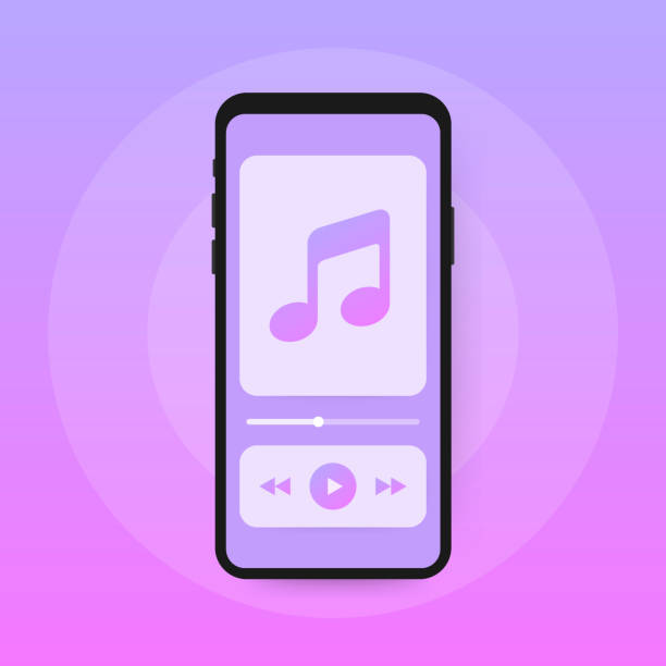 ilustrações de stock, clip art, desenhos animados e ícones de mobile application interface. music player. music app. vector illustration. - mp3 player