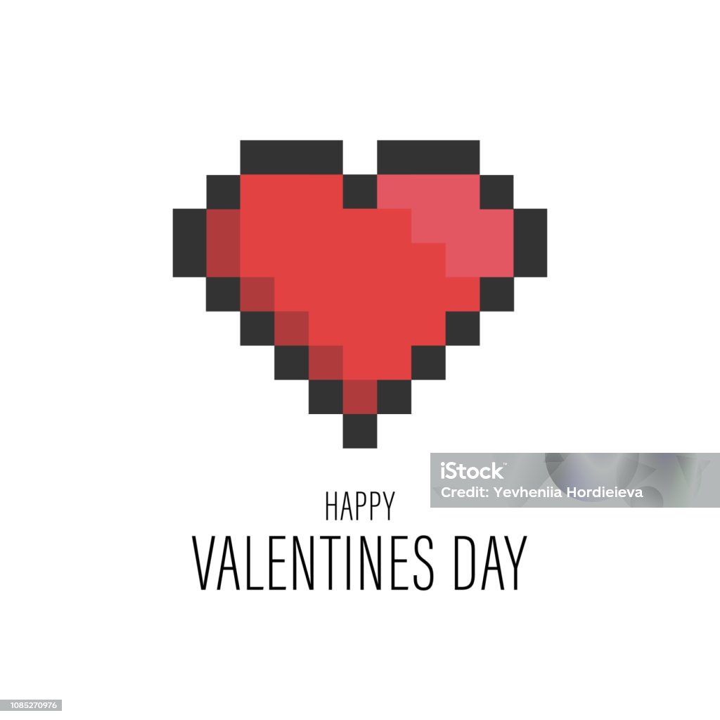Funny Valentines Day Greeting Card With Pixel Heart For Nerds Gamers And It  Developers Bold Text On White Background For Couples Who Adore Video Games  Stock Illustration - Download Image Now - iStock