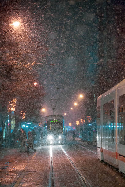 istock it was snowing in the city. 1085273898