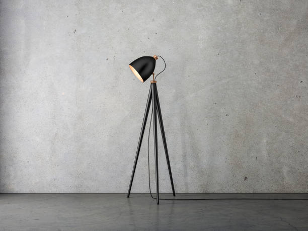 istock Modern Floor lamp on tripod in empty room 1085274456
