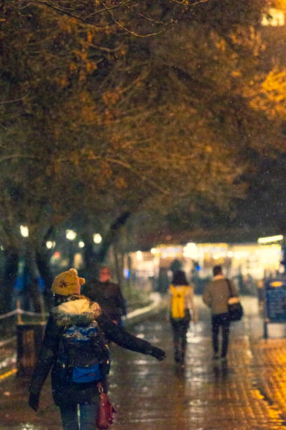 istock it was snowing in the city. 1085276160