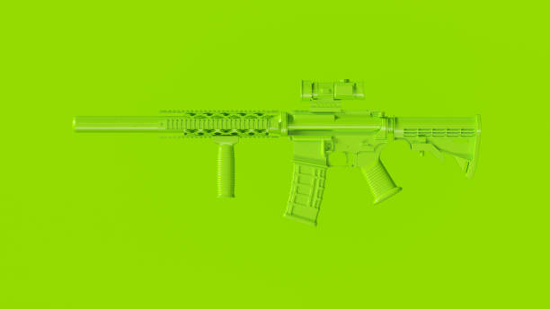 istock Green Modern Rifle with a Scope Suppressor and Fore Grip 1085276610