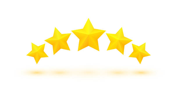 ilustrações de stock, clip art, desenhos animados e ícones de five golden stars - first class star shape rank gold