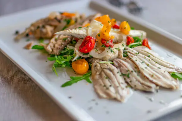 Italian appetizer of tasty marinated sardines, mediterranean style.