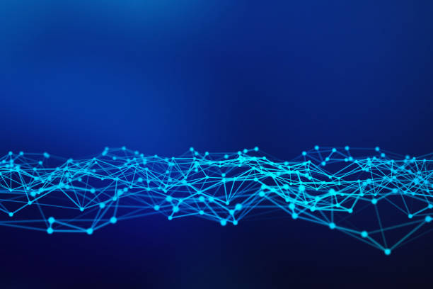 istock Digital data and network connection triangle lines and spheres in futuristic technology concept on blue background, 3d abstract illustration 1085279328