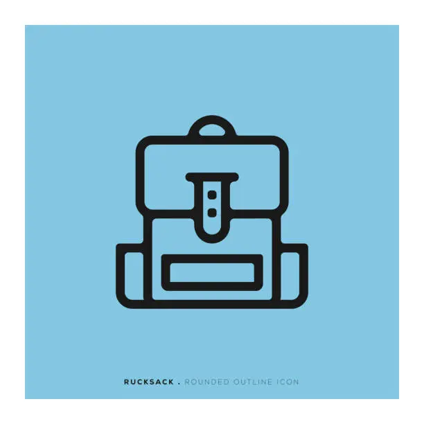 Vector illustration of Rucksack Rounded Line Icon