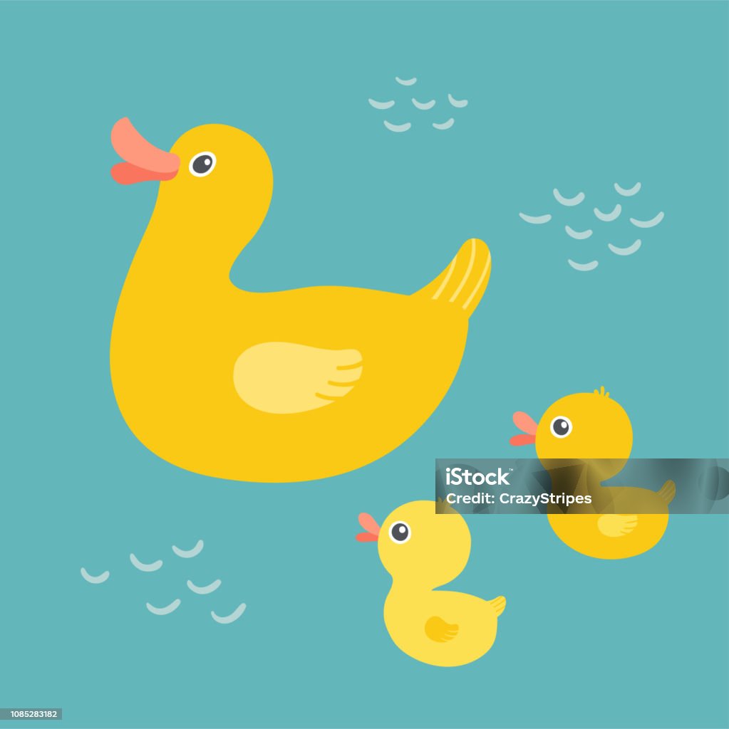 Hoạt Hình Vịt Mẹ Bơi Trong Ao Với Vịt Con Gia Đình Vịt Cao Su Bơi ...