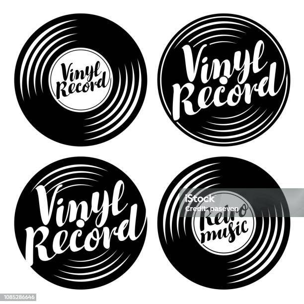 Set Of Music Icons In The Form Of Vinyl Records Stock Illustration - Download Image Now - Record - Analog Audio, Logo, Icon Symbol