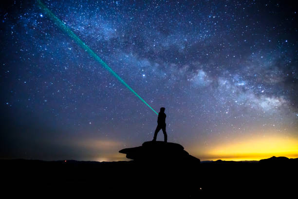 istock Landscape with Milky Way， Silhouette of a man 1085287316