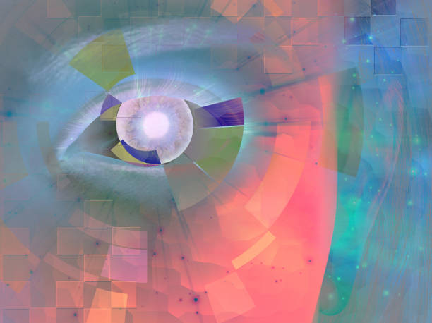 closeup of eye with abstract - human eye eyesight women creativity imagens e fotografias de stock