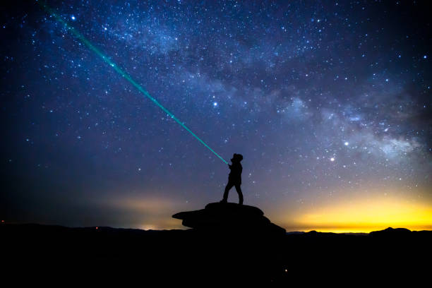 istock Landscape with Milky Way， Silhouette of a man 1085288712