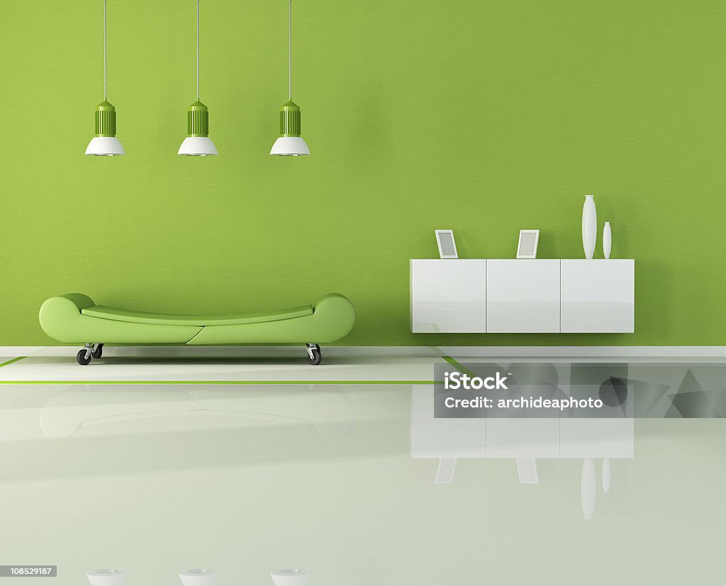 green living room green living room with fashion couch on wheels - rendering Apartment Stock Photo