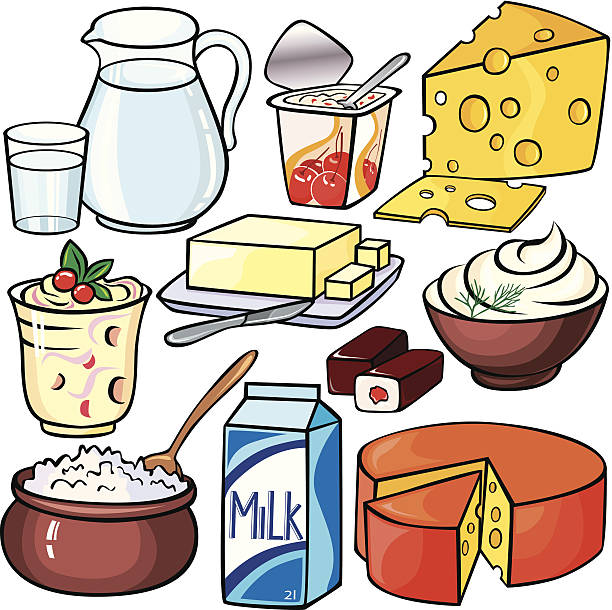Dairy products icon set vector art illustration
