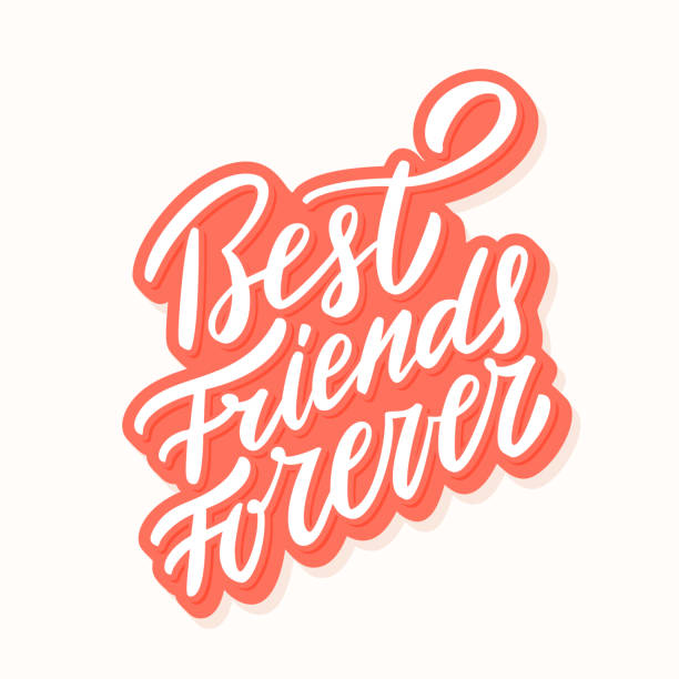 ilustrações, clipart, desenhos animados e ícones de melhores amigas para sempre. letras de mão. - bff