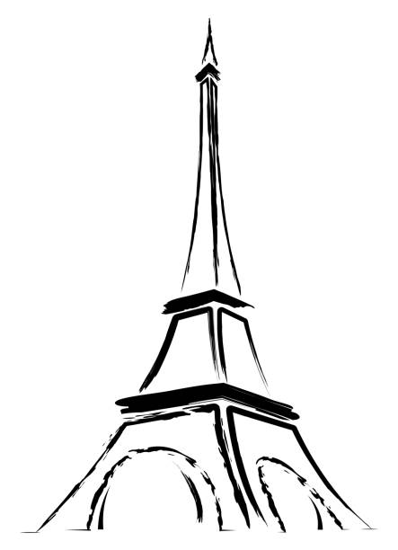 illustrazioni stock, clip art, cartoni animati e icone di tendenza di logo o cartello astratto per francia, parigi e torre eiffel. - eiffel tower paris france famous place france