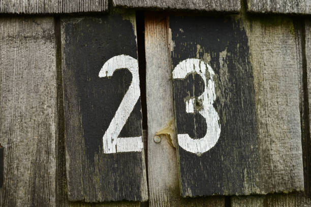 istock White number 23 on wood 1085309772