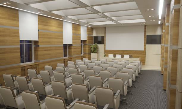 istock conference room, meeting room, interior visualization, 3D illustration 1085310216