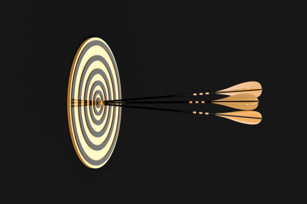 istock three golden arrows hit the gold target 1085313368