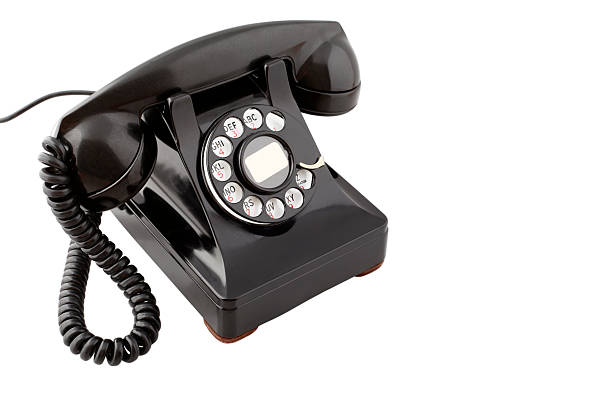 istock Vintage black rotary phone (with clipping path) 108531535