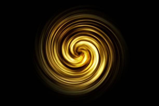 istock Abstract spiral tunnel with gold smoke on black background 1085317986