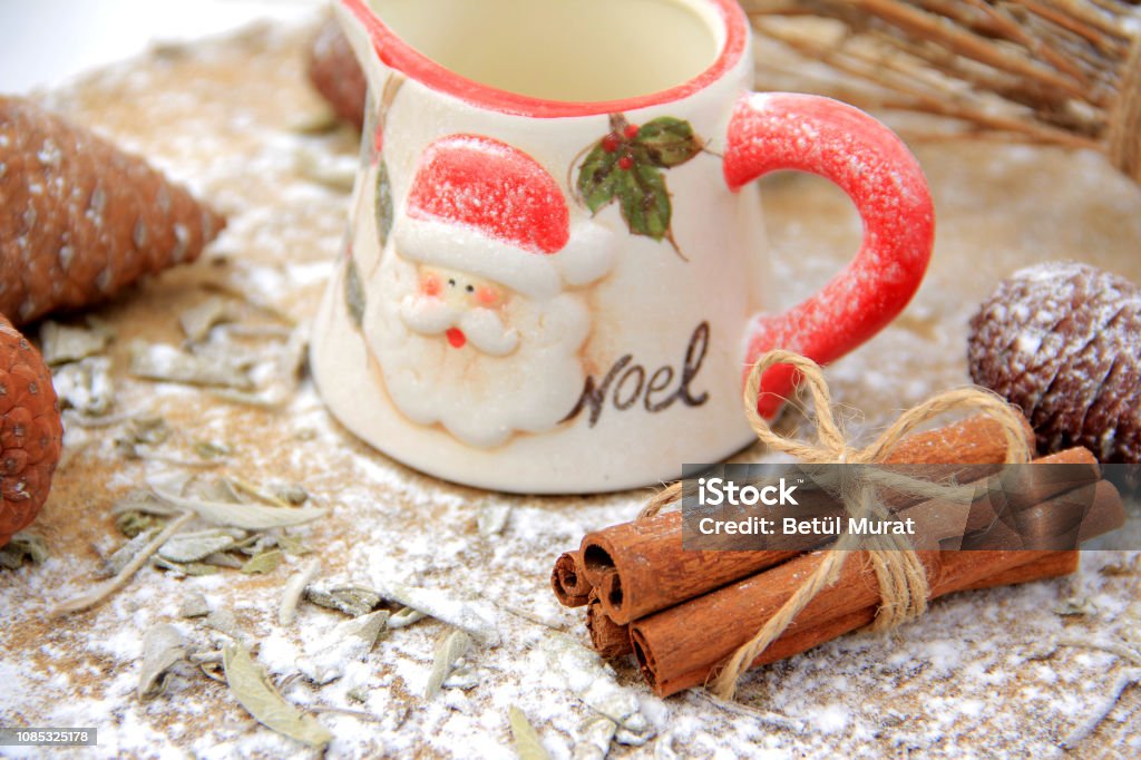 background with Christmas baking, scattered flour and spices decorated with fir tree top view for cooking Baked Pastry Item Stock Photo
