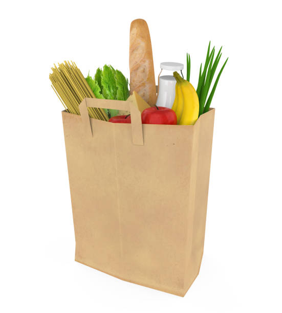Groceries Bag isolated on white background. 3D render