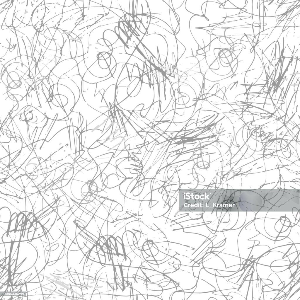 Seamless pattern of skate track on ice rink from figure skating. Monochrome black, grey and white scratched background. Winter frosty print. Wallpaper from hand drawn traced contour line drawing Backgrounds stock vector