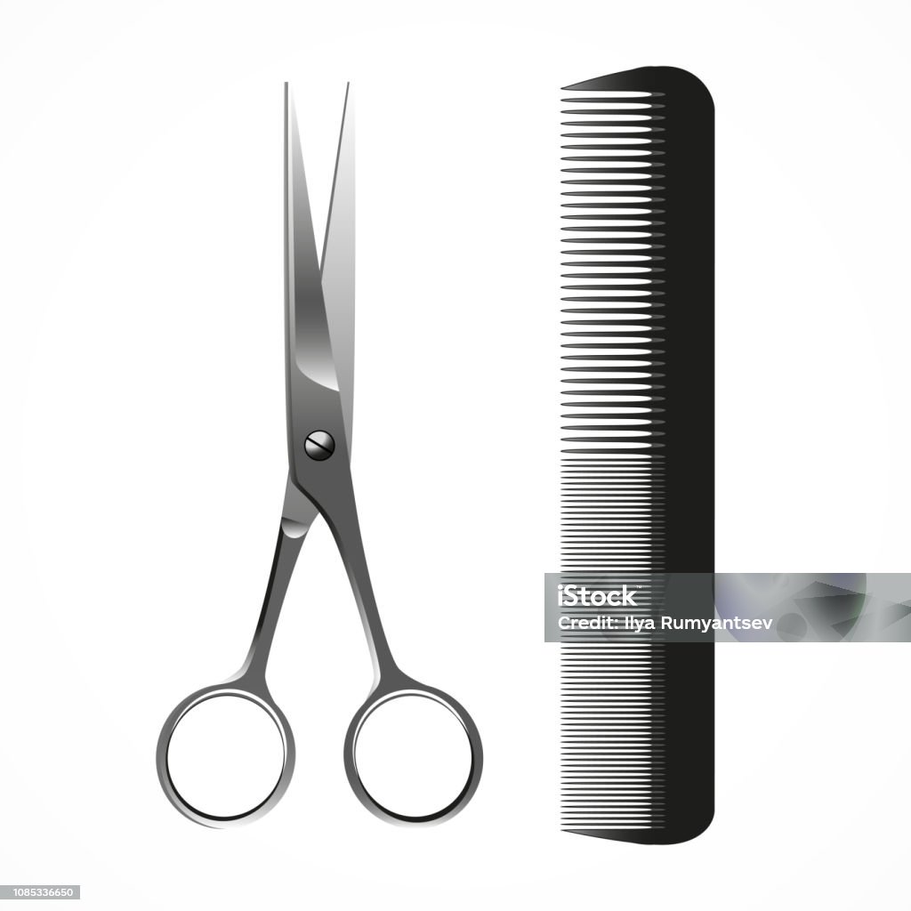 Comb Scissors Vector Vector Illustration Of Scissors And Comb Stock Illustration - Download ...