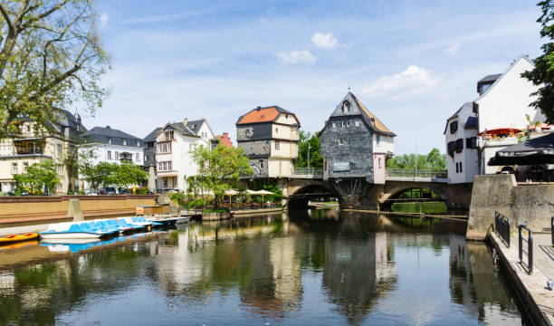 Bridge house in Bad Kreuznach in Rhineland-Palatinate Germany Bridge house in Bad Kreuznach in Rhineland-Palatinate Germany bamberg photos stock pictures, royalty-free photos & images