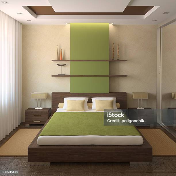 Modern Bedroom Stock Photo - Download Image Now - Bed - Furniture, Bedroom, Color Image