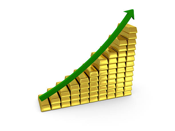 Growing gold price. stock photo
