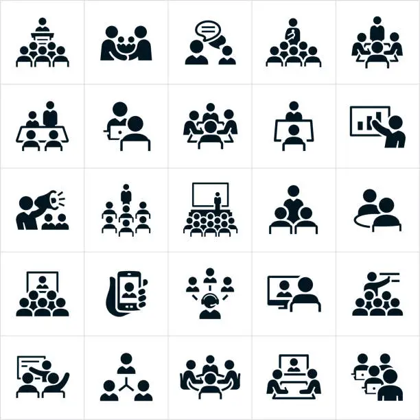 Vector illustration of Business Meetings and Seminars Icons