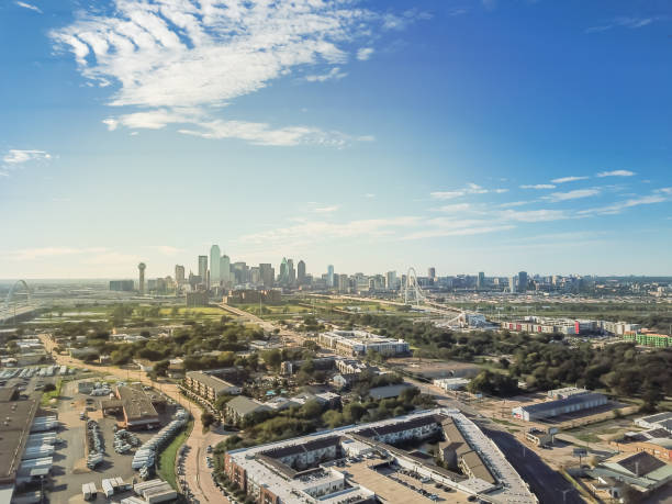 istock Top view Dallas Downtown from Trinity Groves with cloud blue sky 1085356712