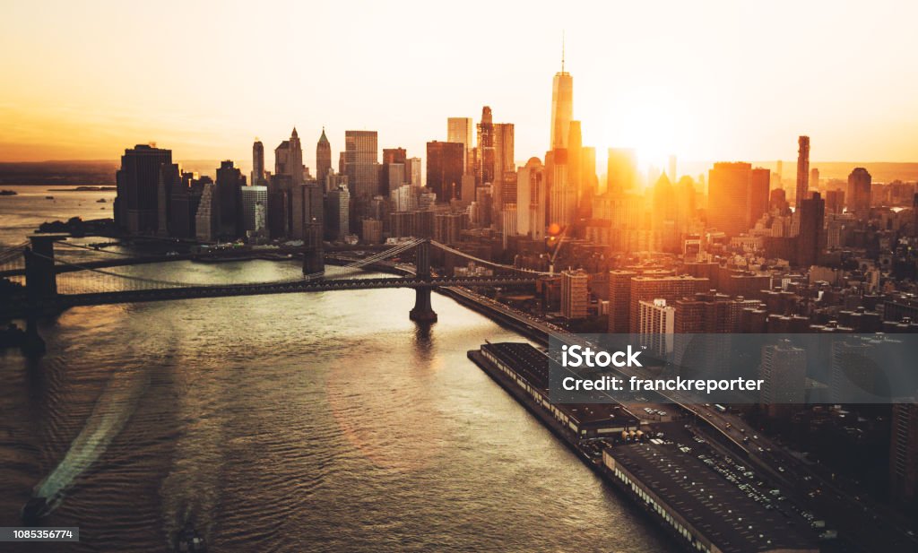 aerial view of the manhattan skyline New York City Stock Photo
